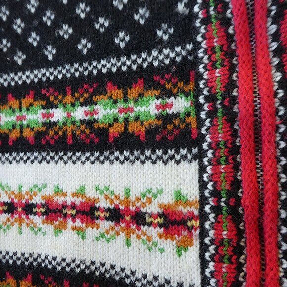 LaMBSWooL Vintage 90s Jones Wear Petite Full Zip Fair Isle Border Birdseye - Picture 4 of 8